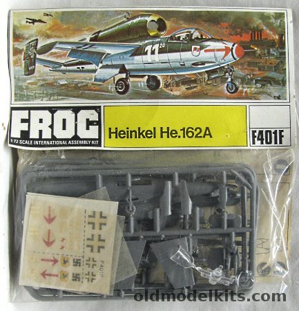 Frog 1/72 Heinkel He-162 A-2 / A-3  - 3/JG1 Leck Germany Oberlt Demuth 1945 or A-3 from JG1 Leck 1945 - Bagged, F401F plastic model kit